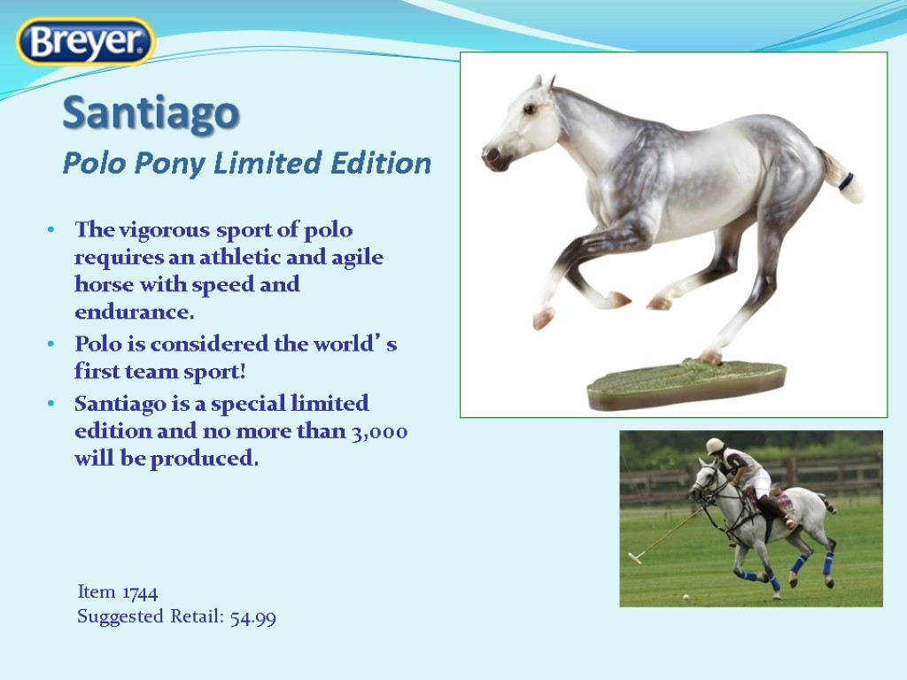 Santiago Polo Pony Limited Edition The vigorous sport of polo requires an athletic and